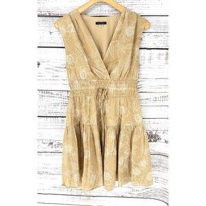 Tommy Hilfiger Women’s Ruffle Tan Cotton Tiered Floral Dress Size 6 Sleeveless